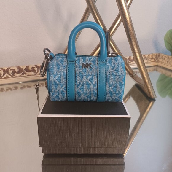 NWT Michael Kors Micro Duffle Keyfob, Perfect Sky - Picture 4 of 7